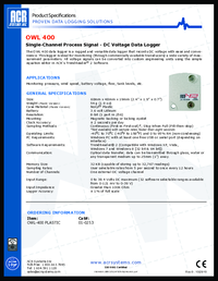 Thumbnail of document Data Sheet - OWL Series Data Logger